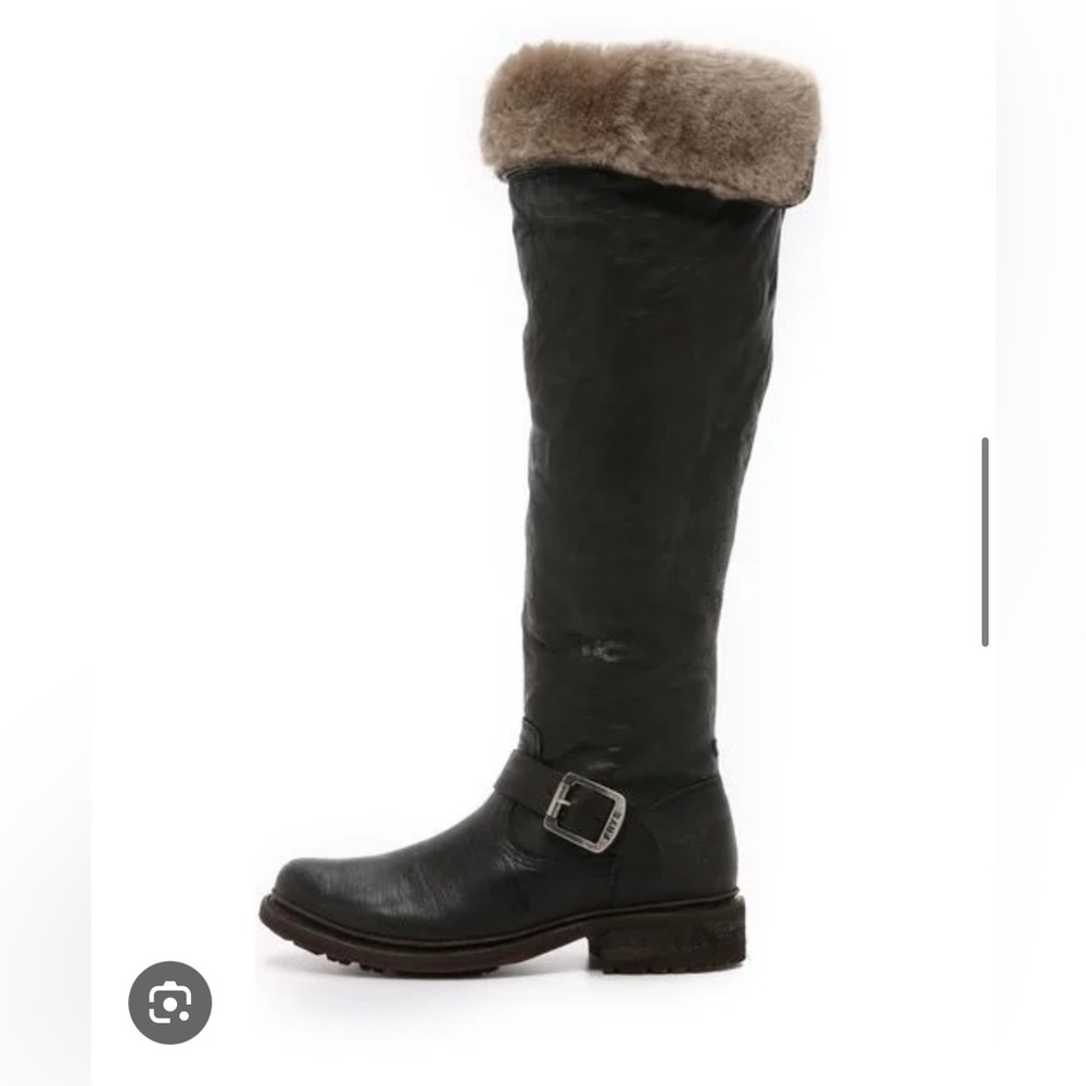 FRYE Valerie OTK Shearling lined, buckle boots, sz 7.5